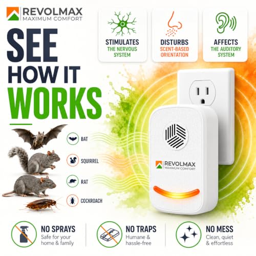 Image of RX-78, Ultrasonic Pest Control Repeller - Electronic & Ultrasound, Indoor Plug-in Repellent - Get rid of - Rodents, Mice, Squirrels, Bats (6Pack)