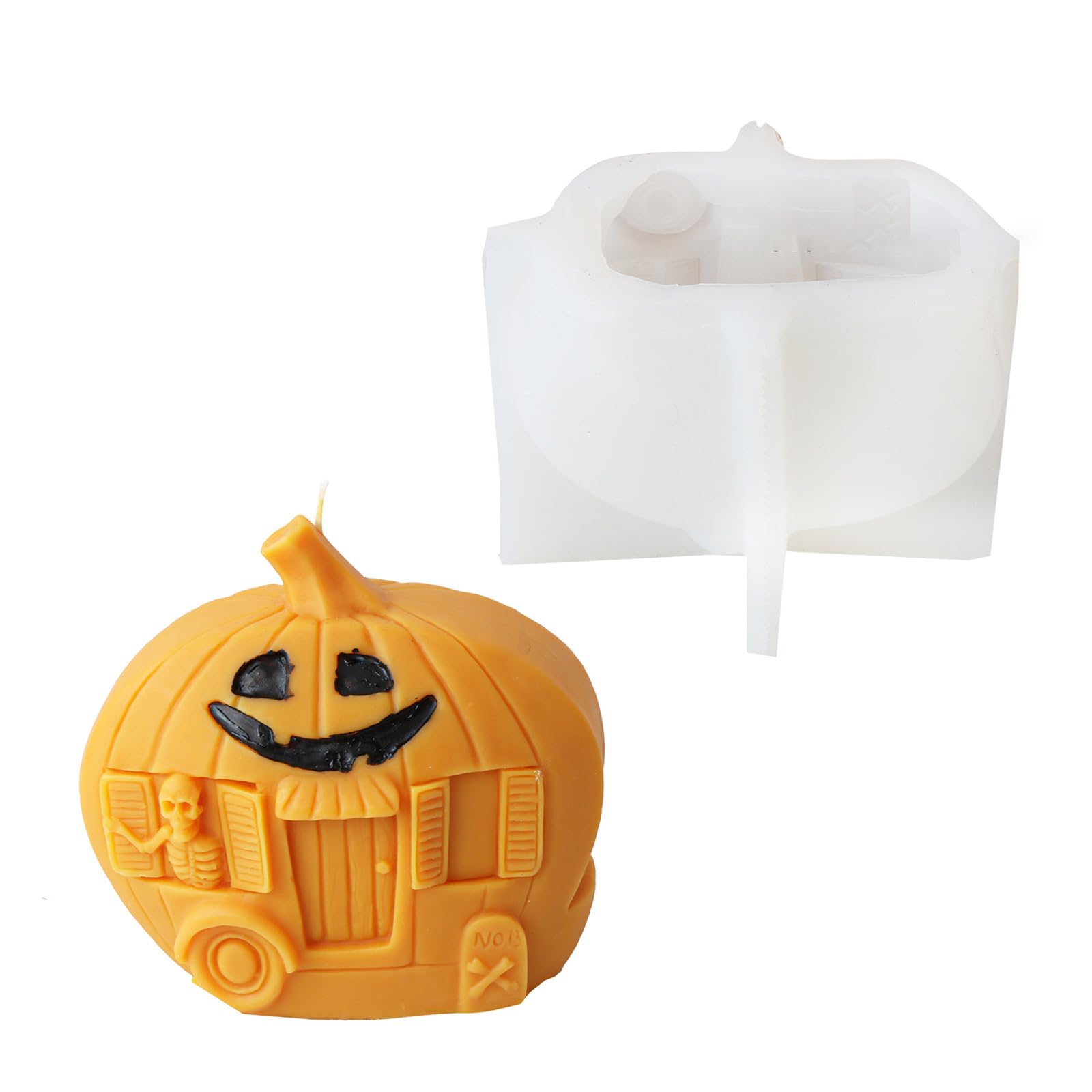 Kalttoy Pumpkin Silicone Molds Skull Ornament Molds Halloween Epoxy Resin for Holiday Decorations Halloween Silicone Scary Skull Ornament Plaster