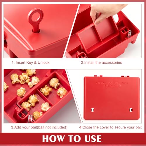 Image of Qualirey 12 Packs Rat Bait Stations Rodent Traps Outdoor Indoor, Red | Large Bait Boxes for Mice and Rats Mouse Traps Bulk, Lockable with Key, Keep Pets and Children Safe
