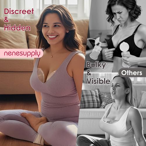 Image of Nenesupply Handsfree Wearable Collection Cups Breastmilk Compatible with Baby Buddha Momcozy V1 V2 Breast Pumps. 24mm Silicone Flanges Replacement Pump Parts Accessories 19mm 21mm Inserts