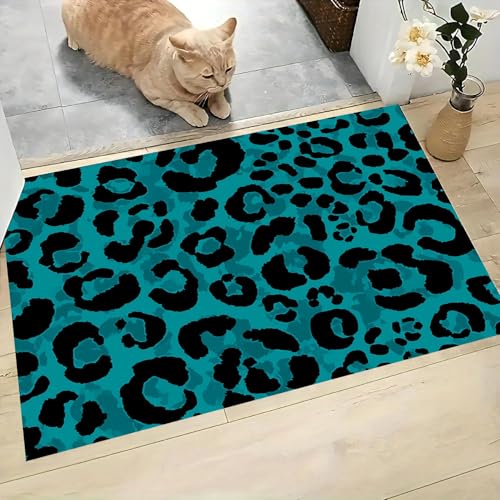 Tapis d'entrée absorbant et lavable avec dossier antidérapant turquoise - 3