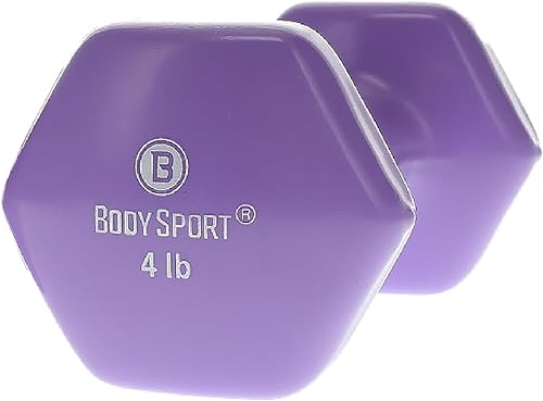 Body Sport Mancuerna recubierta de vinilo para mano, mancuerna de ejercicio y fitness para entrenamiento de equipo de gimnasio en casa,