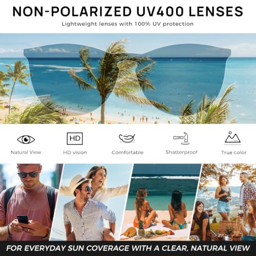 SUNGAIT Lunettes de Soleil Rondes Vintage pour Femmes Classique Retro Designer Style (Cadre Ambre (Finition Mate)/Lentille Dégradé Brun) -SGT567 HPKC – vue 2
