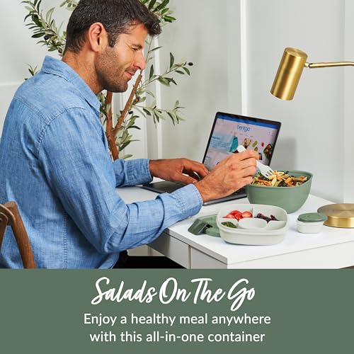 Image of Bentgo Salad Container, Lunch Bowl with 4-Compartment Toppings Tray, 54 oz