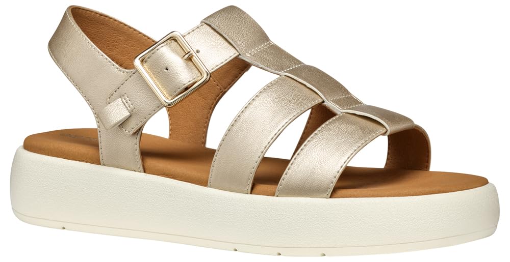 Geox D CAMALEI B, Women’s Flat Sandal, Lt Gold,