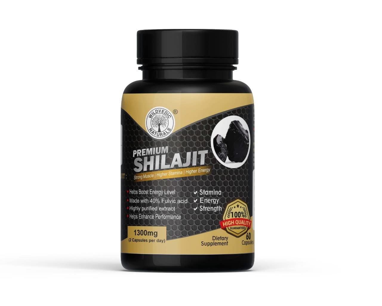 [BRSREZIRAUCBQETL] Wildvdic Premium Shilajit Capsules for Men & Women, 60 Caps