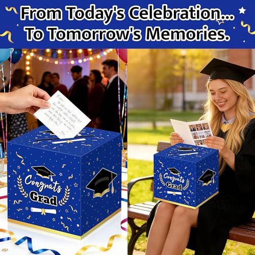 Image of Kelool Graduation Decorations 2026 Blue Graduation Card Box Graduation Party Decorations,Graduation Box,Congrats Grad Gifts for 2026 Graduation Party Supplies Favors