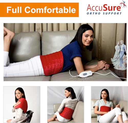 Image of AccuSure T001 Electric Heating Pad (30x25 cm) for Men & Women | Compact Size | Muscle Relaxation, Menstrual Pain, Cramps, Backache & Stress Relief | Soft Fabric | Fast Warm-Up | Temperature Control