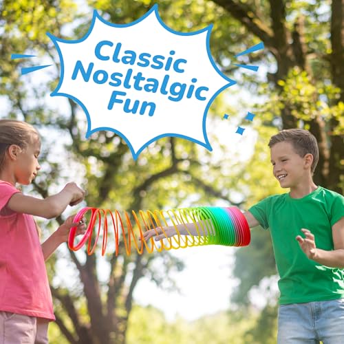 jumbo rainbow spring coil toy - 634 plastic giant spring coil for kids big spring toys for boys and girls neon colorful rainbow coil spring for party favor great for prizes gifts birthday