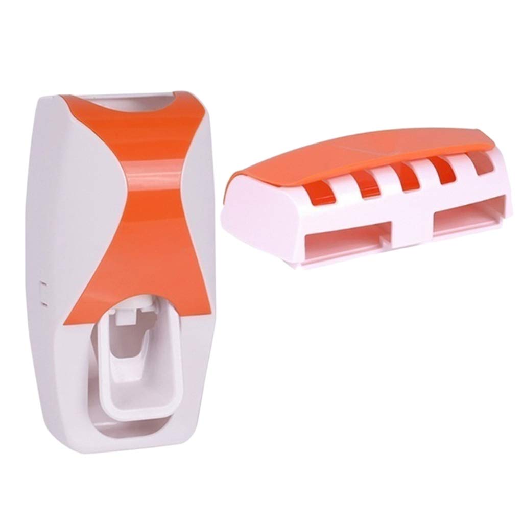 Auto Automatic Toothpaste Dispenser Toothbrush Holder Set Orange-image-41