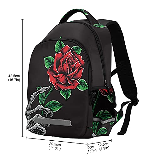 Rose Skull Backpacks Laptop School Book Bag Lightweight Daypack for Men Women Teens Kids3