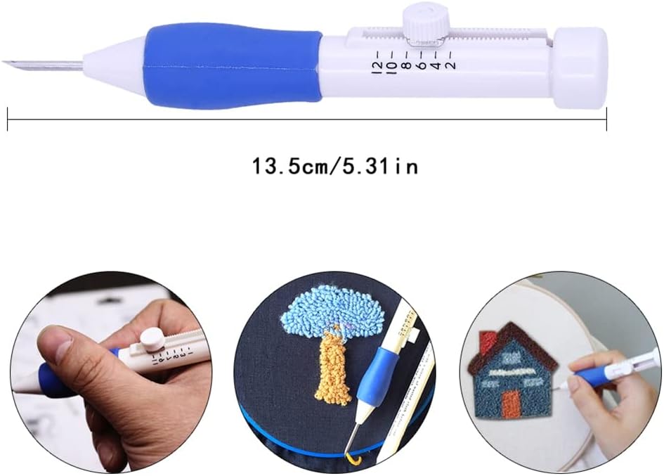 Punch Needle Embroidery Needles Sewing Threader Supplies Kit Pen Set Yarn Crochet Knitting| | - - (Color: As Shown, Size: M)