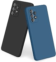 AK 2db Ultravékony Szilikon Védőtok Samsung Galaxy A52 5G/4G & A52s 5G Telefonhoz - Kék+Fekete Vízálló Tok Pontos Illeszkedéssel (6.5") 1