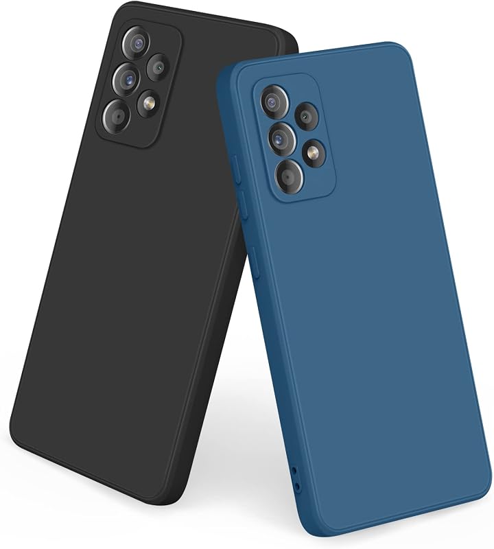 AK 2db Ultravékony Szilikon Védőtok Samsung Galaxy A52 5G/4G & A52s 5G Telefonhoz - Kék+Fekete Vízálló Tok Pontos Illeszkedéssel (6.5")