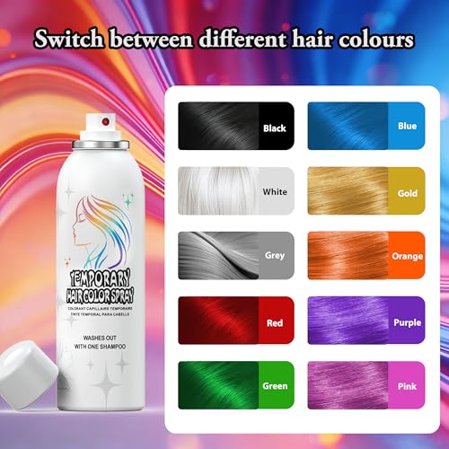 Spray temporal para cabello naranja 150ml lavable miniatura 6
