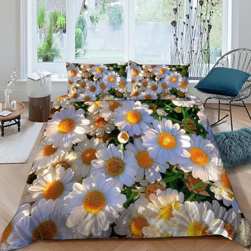 Parure de couette florale blanche 260x220cm microfibre premium