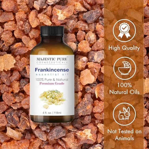 Image of Majestic Pure Frankincense Essential Oil for Diffuser - 4 Fl Oz (Pack of 2) | 100% Natural Essentials Oils Ideal for Humidifier, Air Freshening, Cleaning Home, Bath, Steam Inhalation and Massage