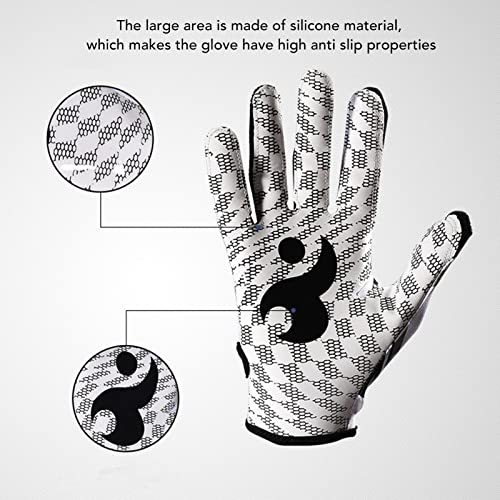 QANYEGN Non Slip Full Finger Sports Gloves, Silicone and Polyurethane Fiber Bowling Glove, Breathable Baing Gloves for Foot, Rugby(M)