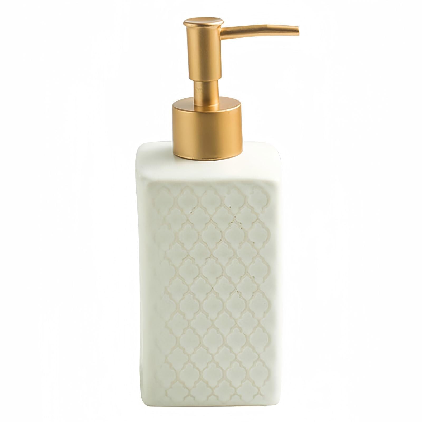Qyleee White Hand Ceramic Square Lotion Dispenser Hand Soap Refillable-Shampoo Dish For Bathroom(White)