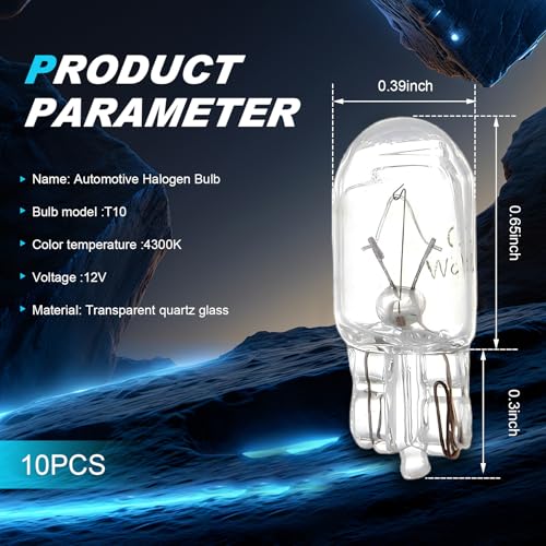 10 piezas Bulbo de auto T10 para tablero, blanco miniatura 2