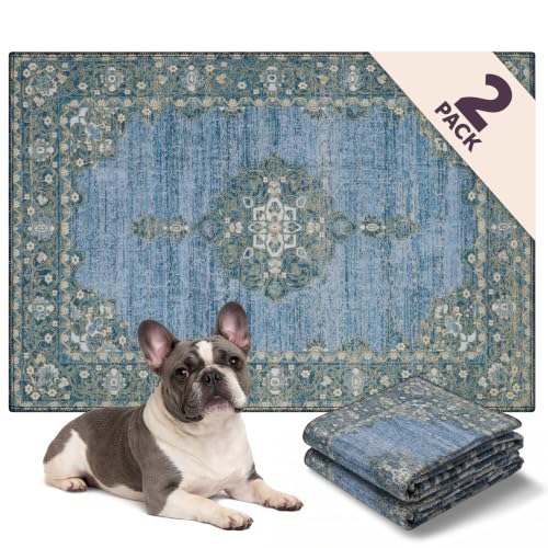 Image of Lovewag Reusable Washable Dog Pee Pads, Blue Hazel 36x48, 2 Pack