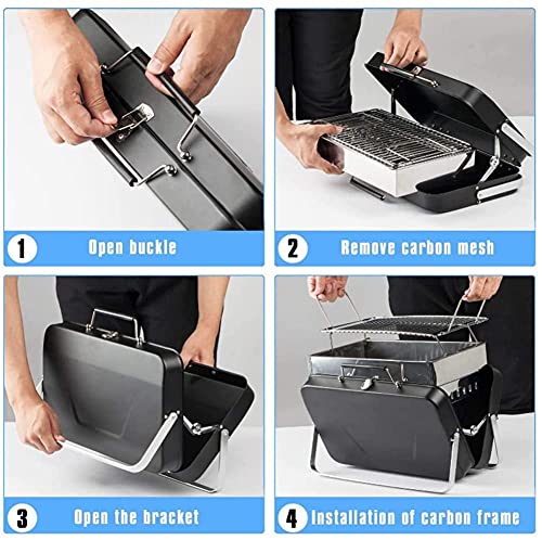 Griglia A Carbone Portatile Pieghevole | 34x23cm | Verde | Per Campeggio, Picnic E Spiaggia - Foto 13