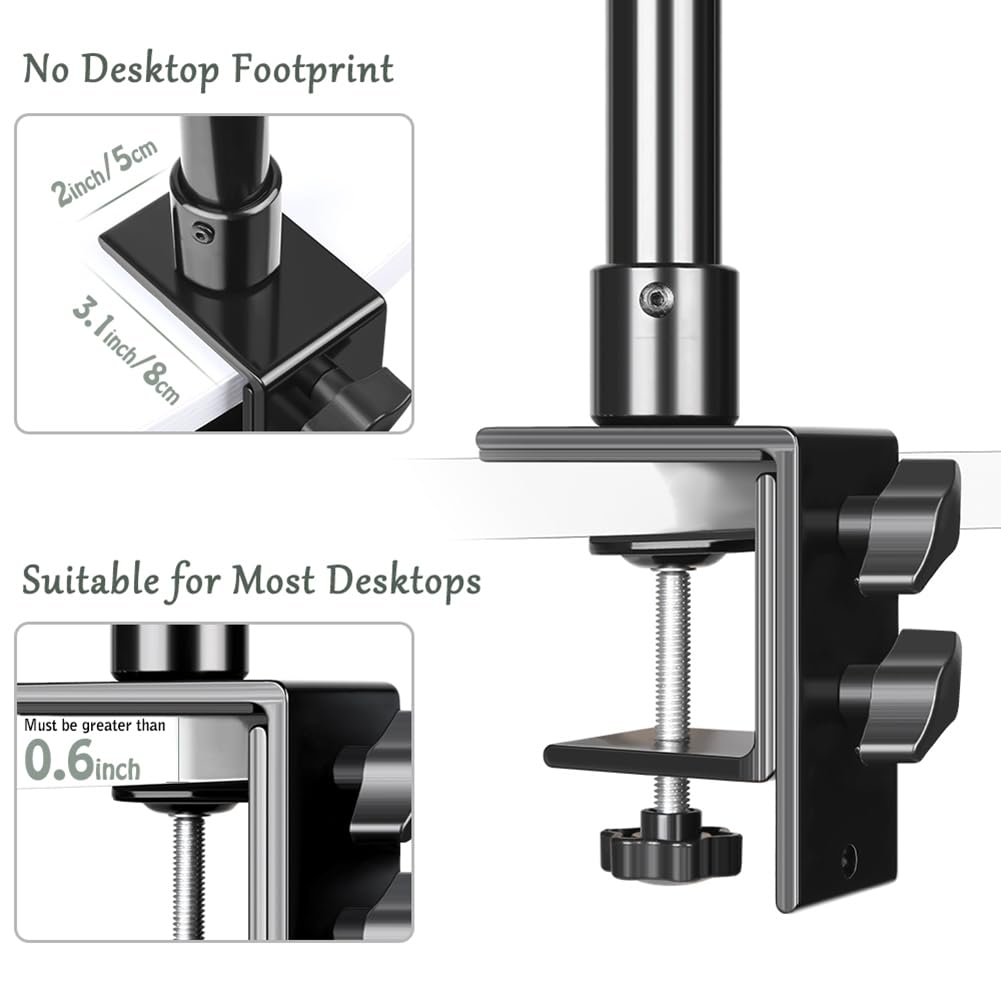 C TríPode Abrazadera Montaje en Escritorio Soporte de Luz con RóTula de Bola de 1/4 Pulg. Accesorio de Mesa Soporte de Mesa Ajustable para CáMara