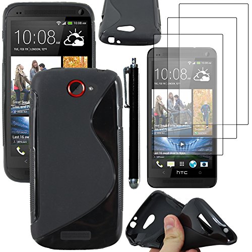ebestStar - Coque Compatible avec HTC One S Etui Housse Silicone Gel TPU Souple Motif S-Line + Stylet + 3 Films d'écran, Noir [Appareil: 130.9 x 65 x 7.8mm,...