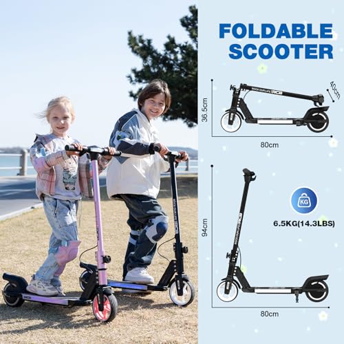 RCB R12 Electric Scooter for Kids age 6-12, Up to 9.3 mph & 6.2 Miles, 6.5" Foldable Electric Scooter, LED Display,LED Rainbow Light,Two Types of Braking,Gift for Kids - Image 8