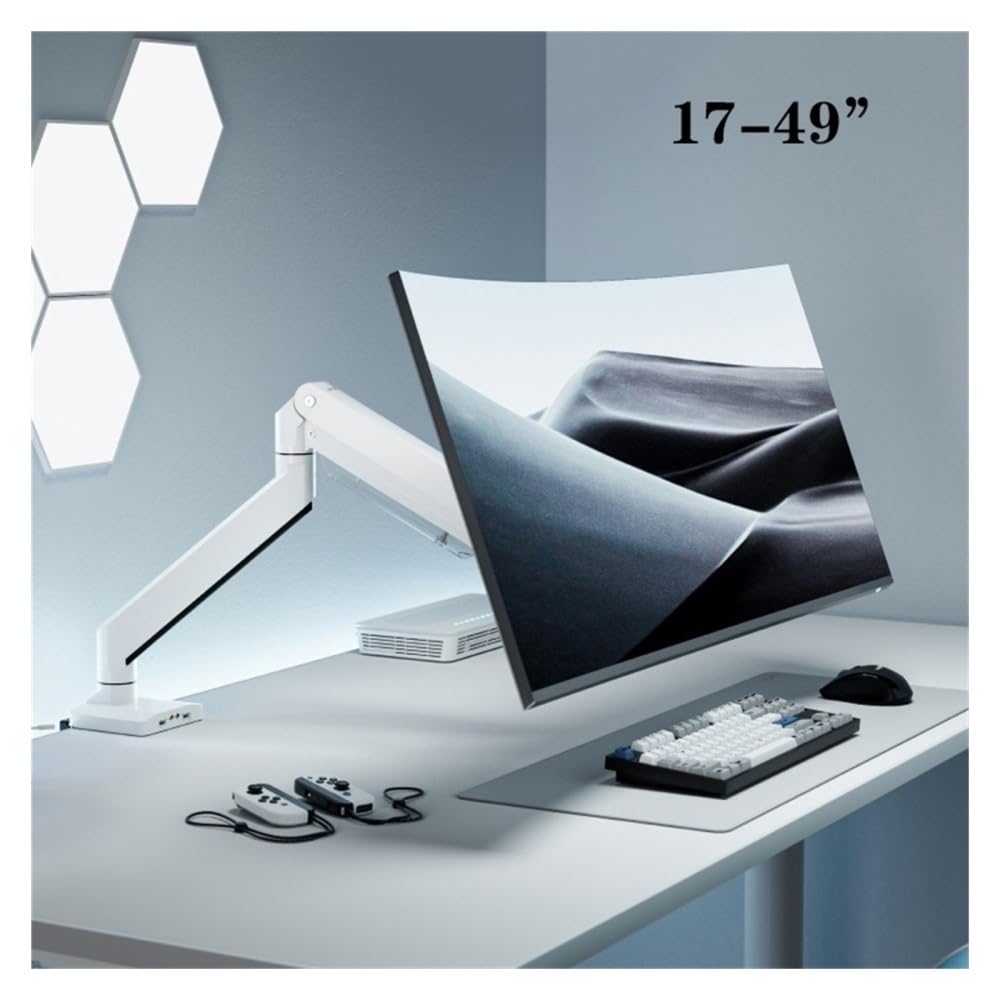 Supporto per Monitor da scrivania per impieghi gravosi, Supporto per Monitor Singolo con Porte USB 3.0, Braccio per scrivania con Molla pneumatica in Alluminio, Adatto a
