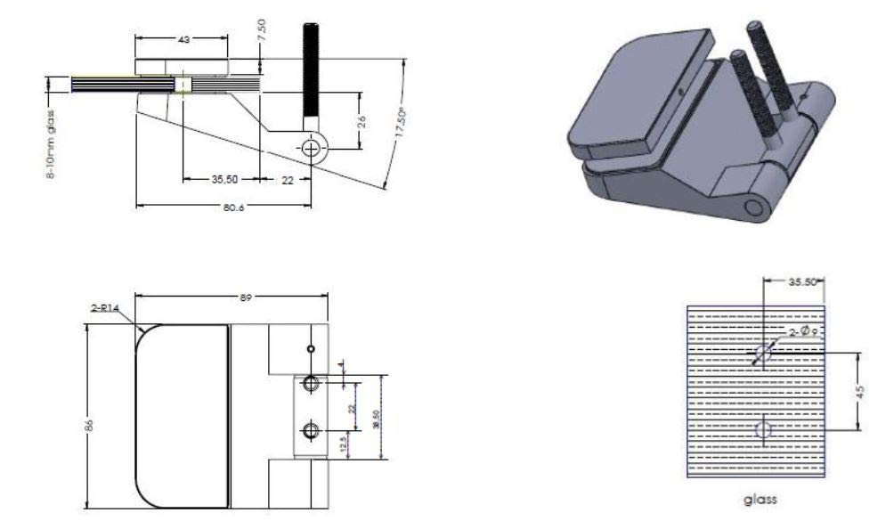 Edelstahl Glastürbänder Glastürscharnier 86X89mm