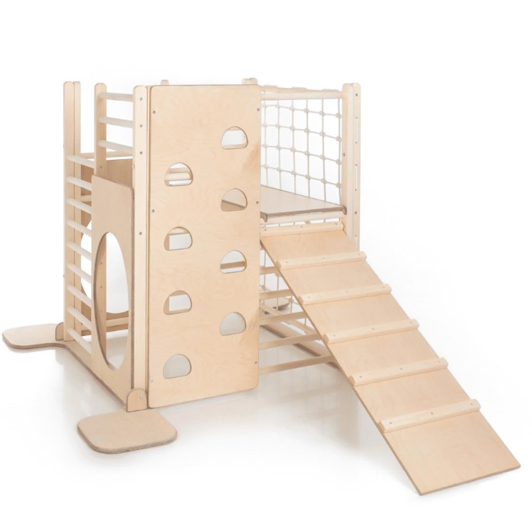 HOMEforDREAMS Holzspielplatz für Kinder: Montessori-inspiriertes Indoor-Spielset für Kinder von 6 Monaten bis 7 Jahren