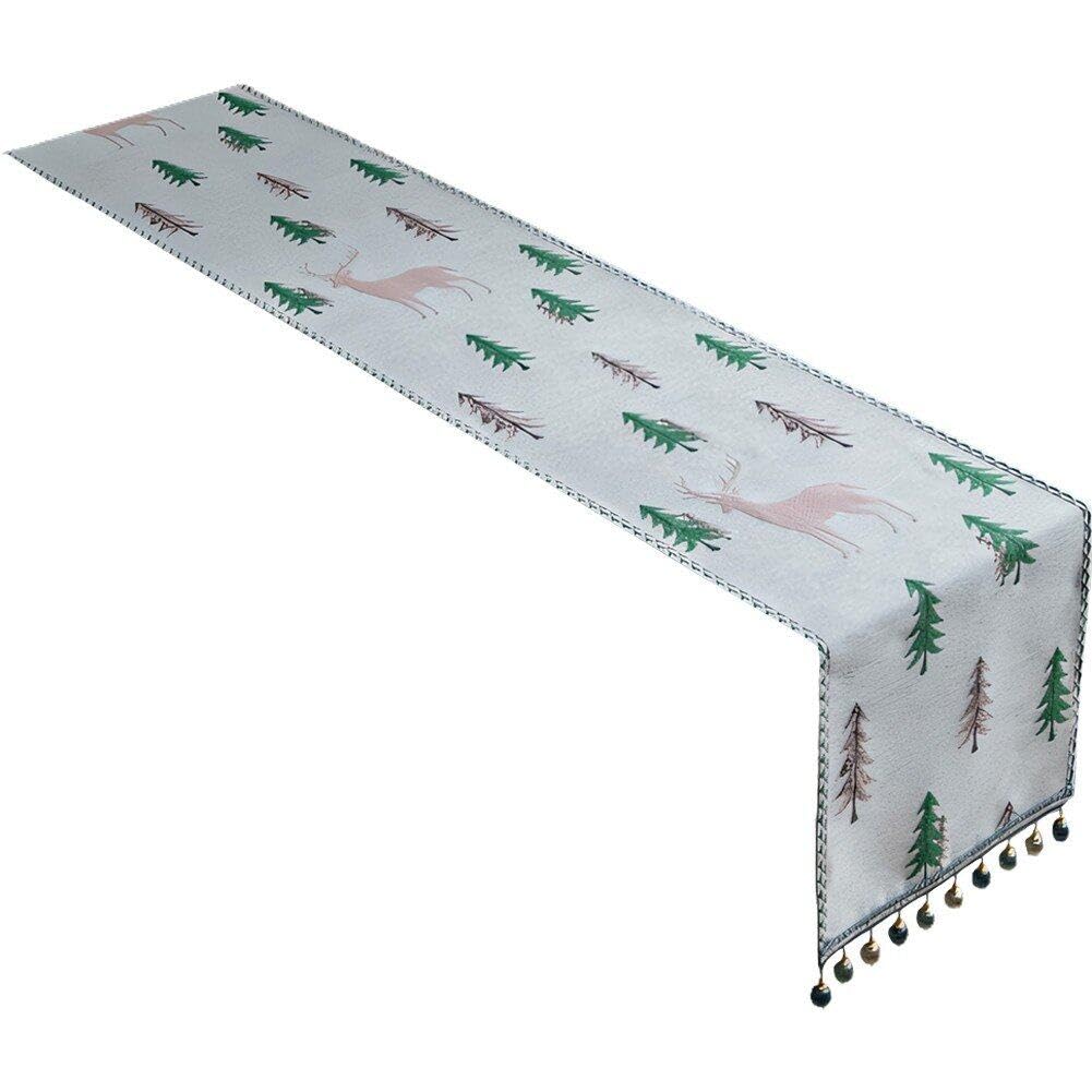 Chemin de table jacquard cerf pour décorer votre repas de fête