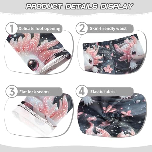 Boccsty Cute Axolotl Pink Sakura Flowers Girls Leggings Kids Yoga Pants Dance Active Tights 4T3