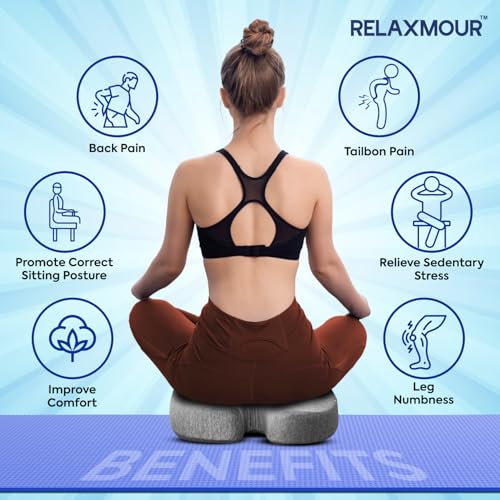 Image of Memory Foam Orthopedic Seat Cushion for Office & Home Chair, Car Seat, Desk Chair Cushion for Sciatica, Hip & Coccyx Pain Relief, Long Sitting Office Workers
