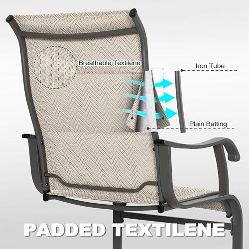 Image of NUU GARDEN Patio Dining Chair Set of 4, Comfortable Outdoor Dining Chairs for Indoors and Outdoors, Breathable Textilene Spring Motion Outdoor Patio Chairs for Backyard Deck, Grayish Beige