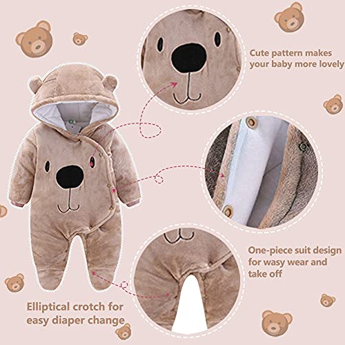 ALLAIBB Baby Newborn Snowsuit Winter Hooded Footie Fleece Jumpsuit for Infant Girls Boys2