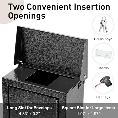 Image of xydled Wall-Mounted Key Drop Box with Combination Lock,Metal Mailbox,Black