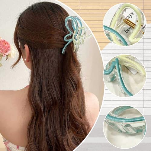 4 Pcs Womens Hair Clips, Large Aesthetic Hair Clips, Hair Claw, Large Claw Clips for Thick Hair Gradient, Big Hair Clips - Image 3