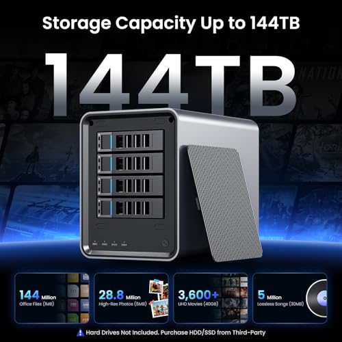 Image of Yxk Zero1 Pro 4-Bay Desktop NAS, Intel N100 Quad-Core CPU, Enthusiasts Home & Office NAS Storage for Different OS, 8GB RAM, 2 * M.2 NVMe Slots, 2 * 2.5GbE, 4K HDMI, Network Attached Storage (Diskless)