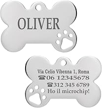 Personalised Dog Tag with Stainless Steel Engraving for Medium and Large Dogs and Cats, Personalized Cat Tag (Large 1 Leg, Silver)