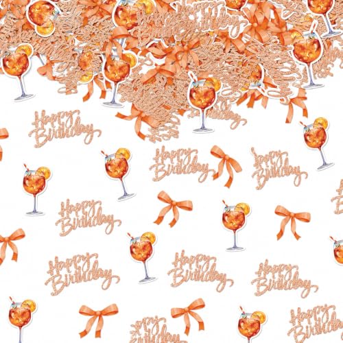 Lot De 200 Confettis Anniversaire Decoration Table Deco Joyeux Anniversaire 18 30 40 Ans Cadeau Femme Orange Happy Birthday Gâteau Verre À Vin Et Nœud Papillon Déco Mariage Fête Carnaval Retraite
