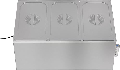 Miniatura 9 de KoolMore Calentador de alimentos comercial Bain Marie para encimera, estación de sopa y servidor de mesa de buffet con tres secciones de servicio y