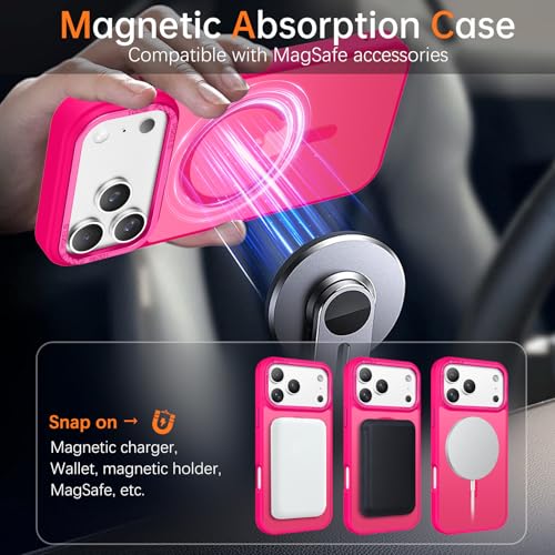 Image of BENTOBEN Magnetic for iPhone Pro Case [Compatible with Magsafe] Translucent Matte Pro Phone Case Slim Shockproof Women Men Girls Boys Protective Cover Cases for iPhone Pro 6.1 inch, Hot Pink