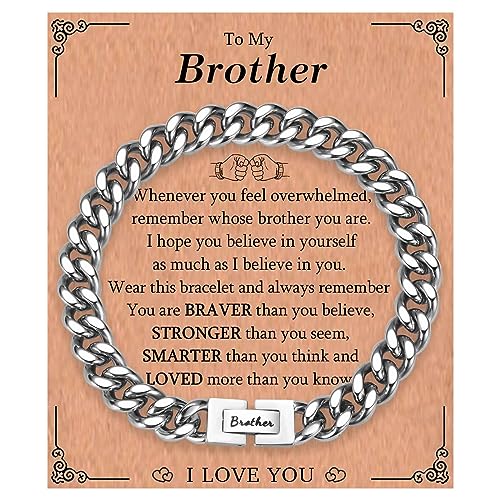 KORAS Brother Gifts, Cuban Chain Bracelet, Brother Gifts from Sister, Presents for Men Boys on Birthday Christmas Graduation
