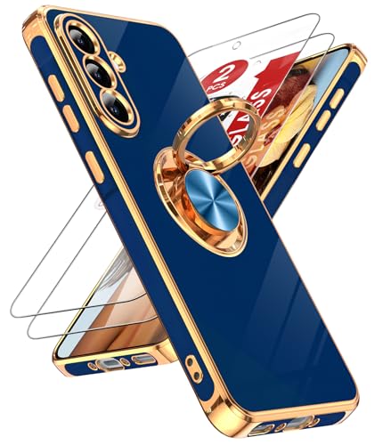 Coque pour A36 5G élégante bords plaqués or rose et anneau