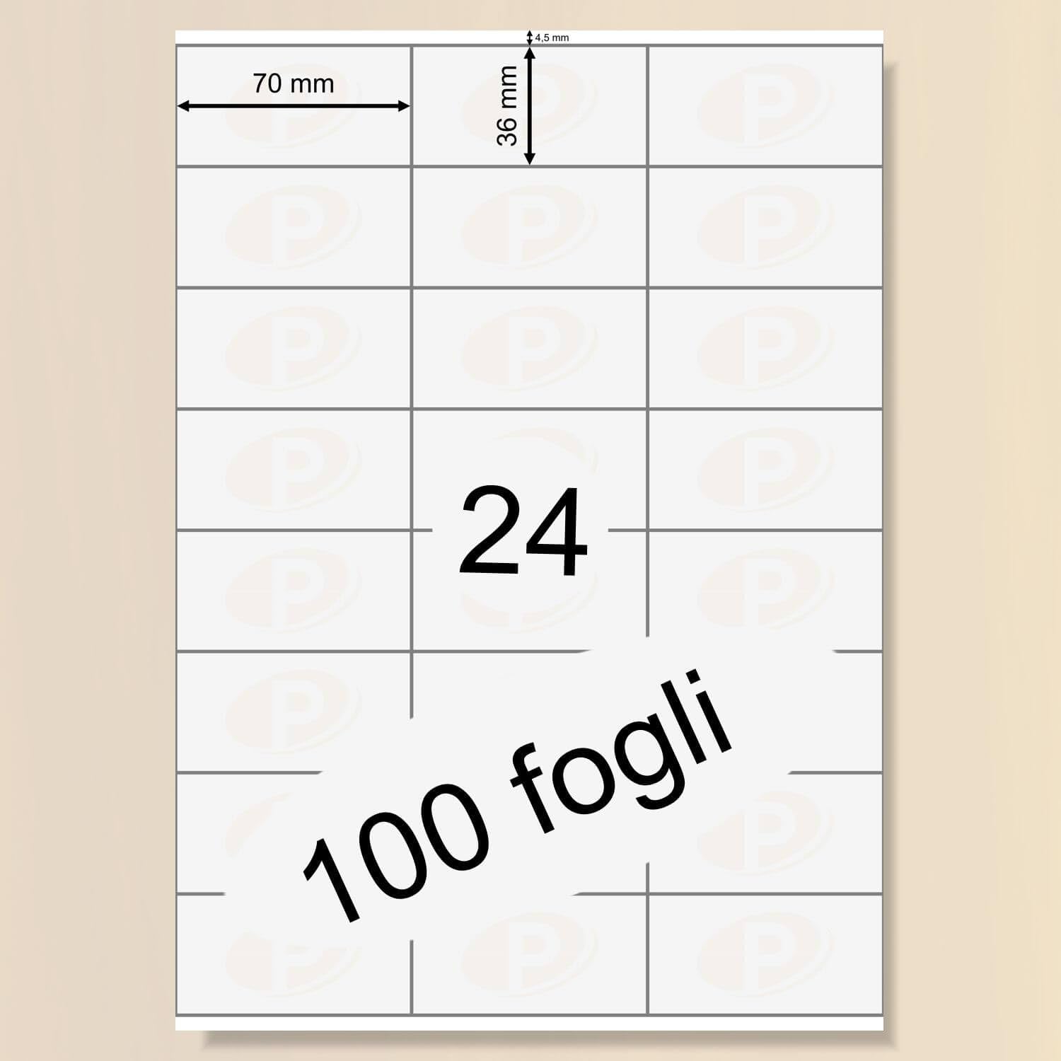 Printation 12000 Etichette Adesive con Margini 70 x 36 mm - Etichette Adesive Stampabili 70x36 3x8-24 Etichette Bianche per Foglio A4 - Etichette 24 Bianco - 500 Fogli A4-3475 3490 6122 4453 la131