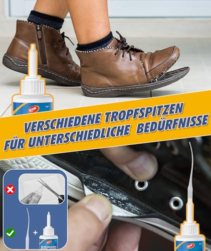 EPN Schuhkleber Extra Stark Wasserfest, 35g Transparent Schuhsohlen Kleber, Schuhsohlenkleber für Sneakers, Stiefel, Sandalen, Leder, High Heels und mehr (2 Stück)