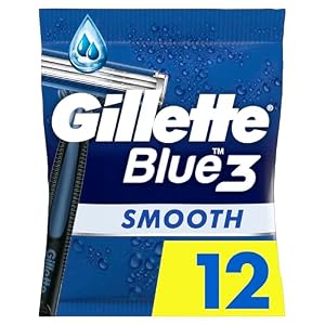 Gillette Blue3 Men's Disposable Razors x12, 3-Blades Razor, 40° Pivoting Head, Lubrastrip