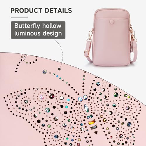 Image of KITEVIUN Small Crossbody Bags for Women, Lightweight Mini Cute Cell Phone Purse for Women with Tassel Shining Butterfly
